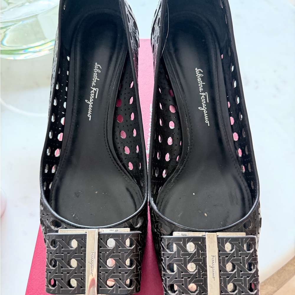 Salvatore Ferragamo Black Cutout Heels